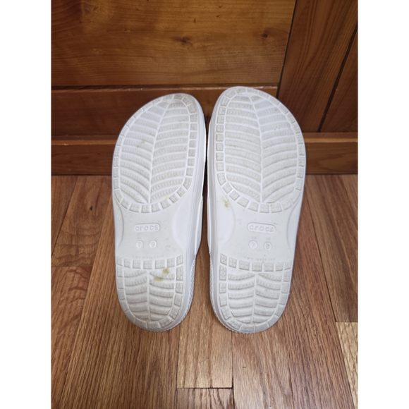 Crocs Unisex White Slides Size Mens7 Women's 9 Slip On Sandals - Picture 3 of 4